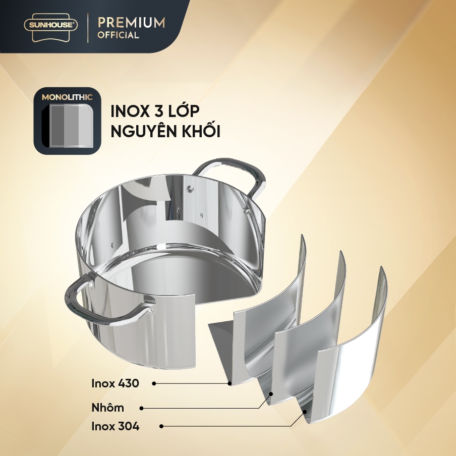 Bộ nồi Inox đa lớp SUNHOUSE MAMA SHG701