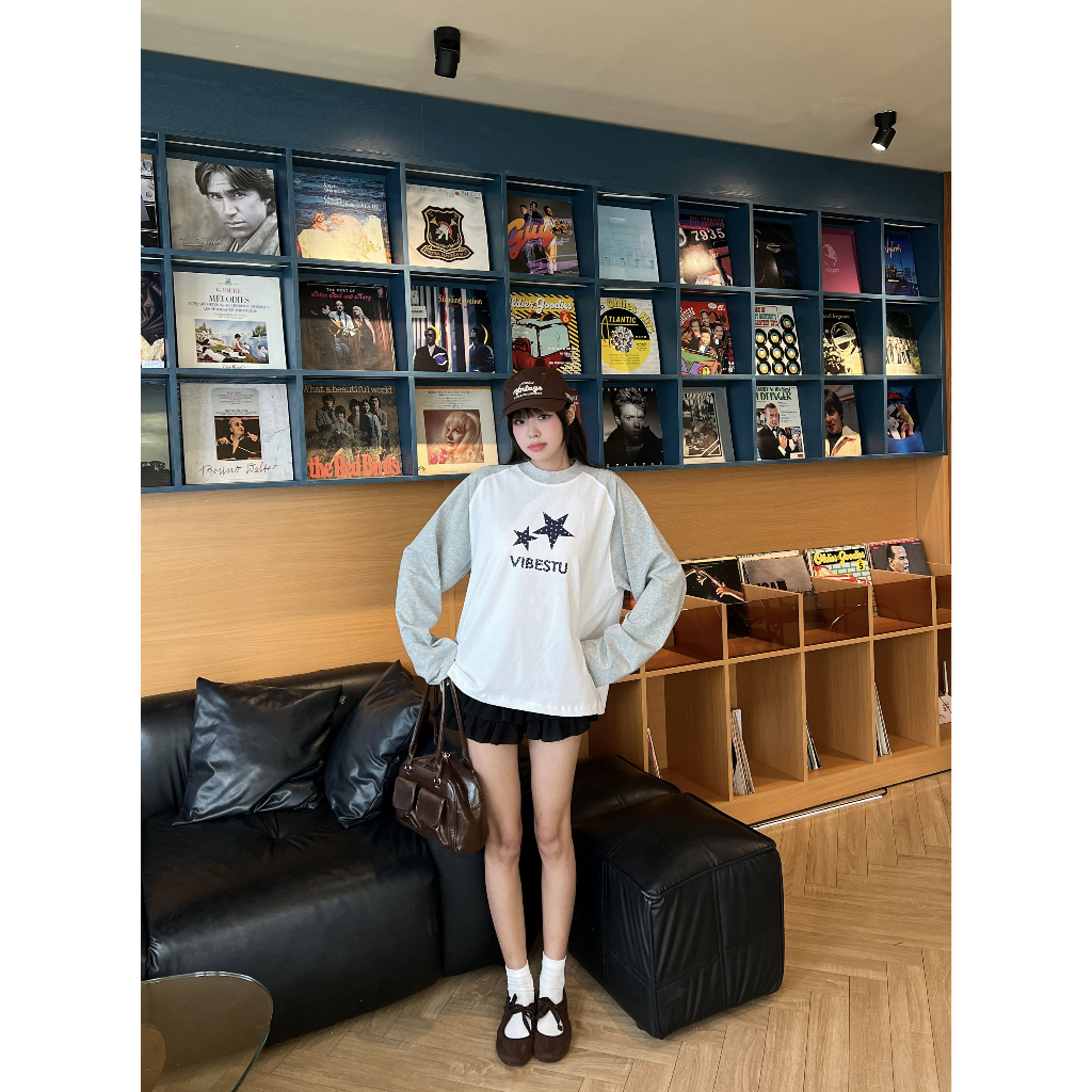 Áo Thun Tay Dài Raglan Boxy VIBESTU ''Longsleev Raglan Star '' Form Boxy 250Gsm Cotton