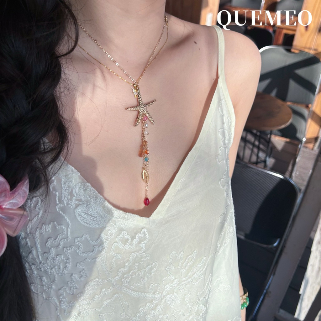 Vòng Cổ Sao Biển Hợp Kim Vàng 18k DINGSIN QUEMEO Vòng Cổ Dài Phong Cách Mới