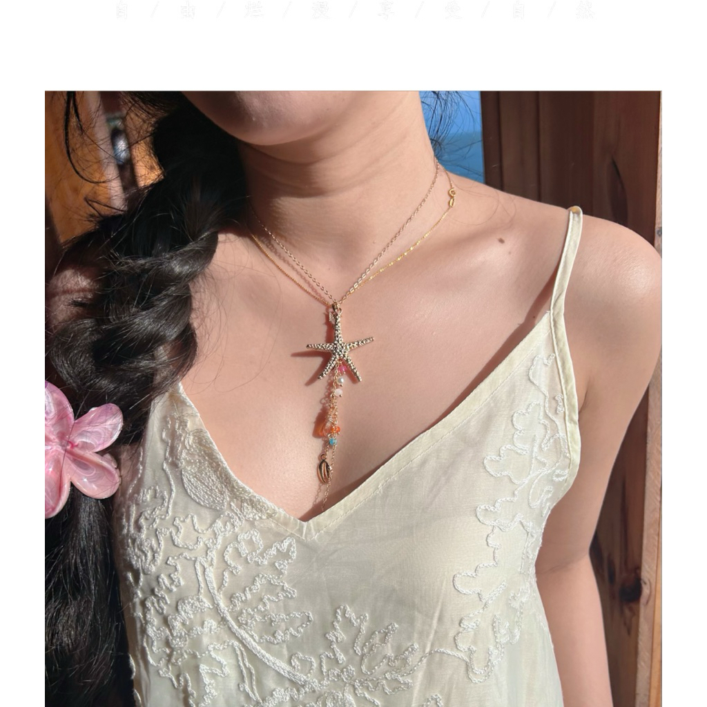 Vòng Cổ Sao Biển Hợp Kim Vàng 18k DINGSIN QUEMEO Vòng Cổ Dài Phong Cách Mới