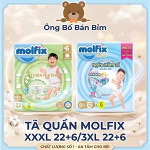 Tã Quần Molfix Thiên Nhiên Size XXXL22+6 (20-35kg), Tã Quần Molfix OXY OXYGEN Bông Hữu Cơ Thấm Hút Nhanh