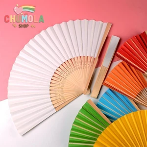 Quạt xếp giấy nhiều màu cầm tay phong cách cổ trang trang trí xinh xắn