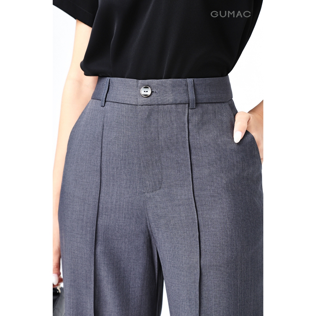 Quần Ống Suông Nữ 98cm GUMAC Quần Tây Công Sở Lưng Cao May Ly Chất Xược Hàn Cạp Cao Tôn Dáng LQF0714