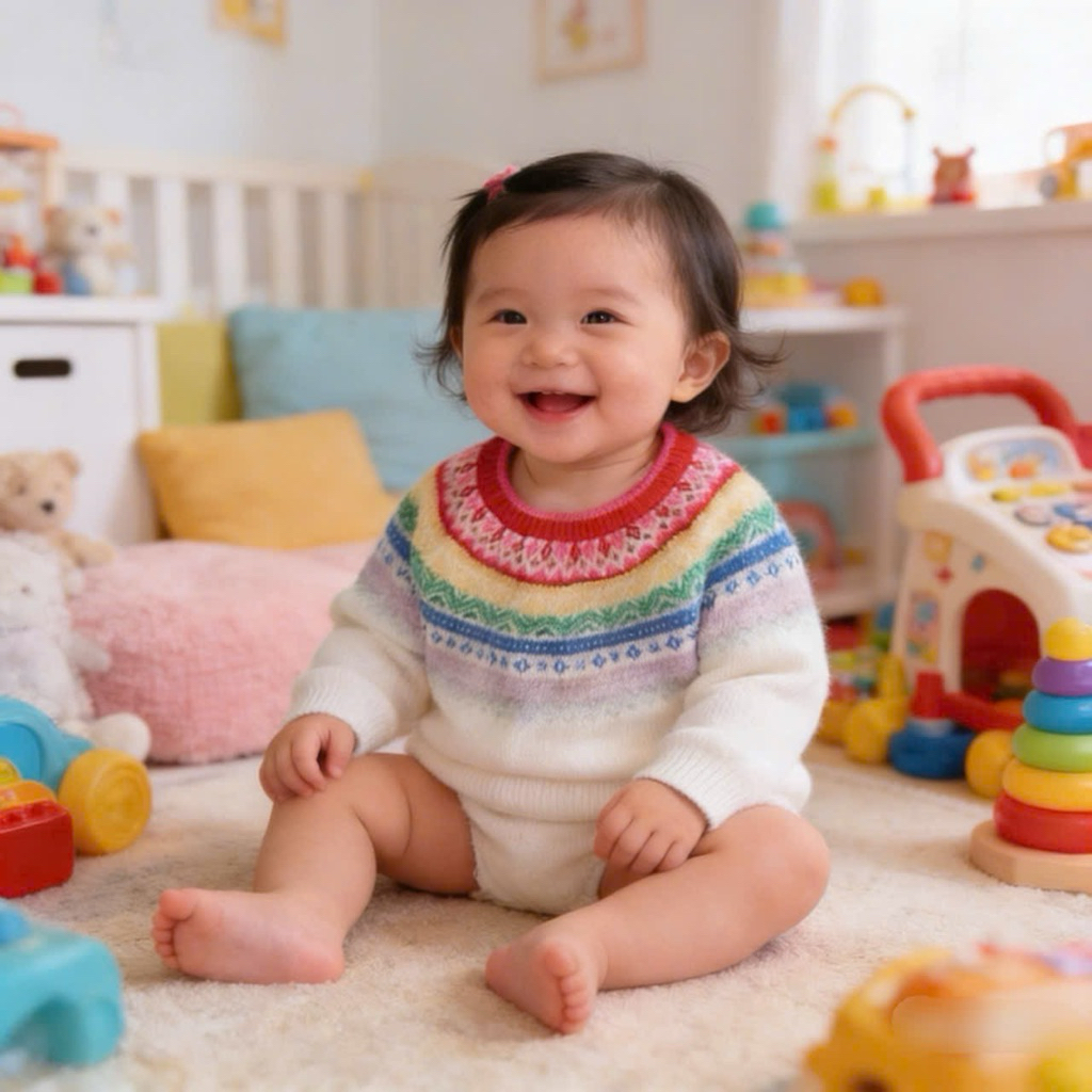 Áo len bé gái C6679 G.AP họa tiết thổ cẩm mix màu và kẻ đỏ siêu xinh, size 3M-18M (dư xịn)