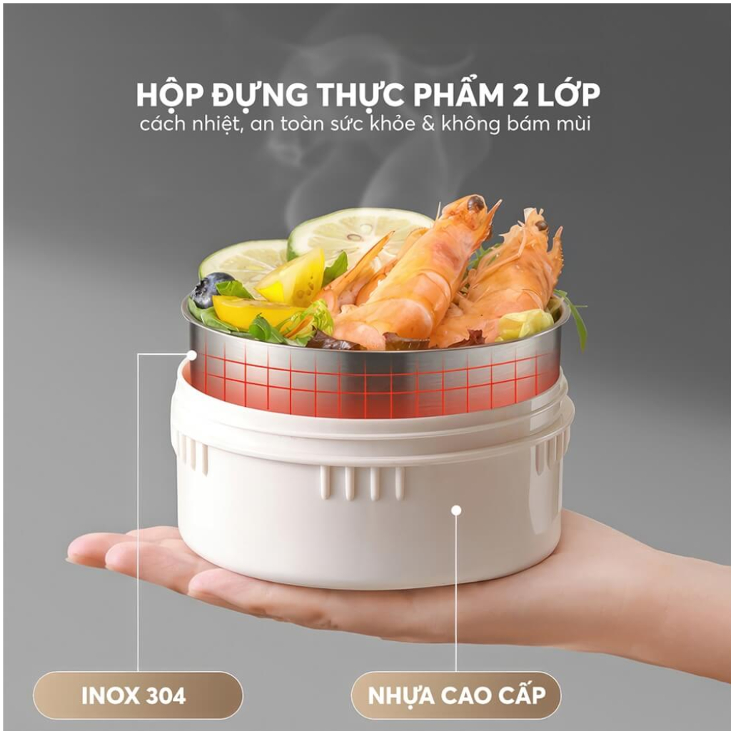Hộp Cơm Giữ Nhiệt Elmich EL-8303 / 8302 / 1290 Inox 304, 3 Ngăn, Giữ Nhiệt Lâu, Kèm Túi, Văn Phòng
