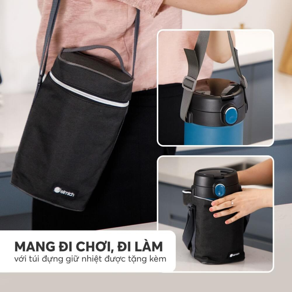 Hộp Cơm Giữ Nhiệt Elmich EL-8303 / 8302 / 1290 Inox 304, 3 Ngăn, Giữ Nhiệt Lâu, Kèm Túi, Văn Phòng