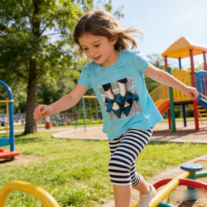 Set bộ bé gái C7501 A788 áo đính nơ họa tiết – đồ trẻ em sale, size 8–10Y (24–32kg)