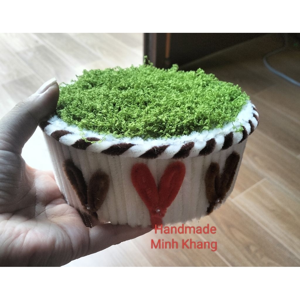 Chậu cắm hoa kẽm nhung, chậu hoa tròn, phủ rêu xanh hoặc kẽm nhung bề mặt, chậu hoa kẽm nhung handmade
