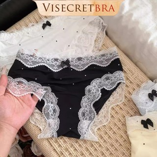 Quần Trong Quần Lót Nữ Thun Lạnh Họa Tiết Chấm Bi Phối Viền Ren Dễ Thương Mỏng Nhẹ Co Giãn -- C-VN251125K