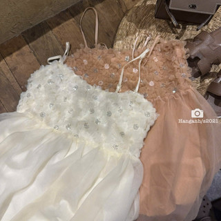 Áo Tơ 2 Dây Hoa Bling QC