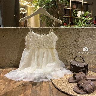 Áo Tơ 2 Dây Hoa Bling QC