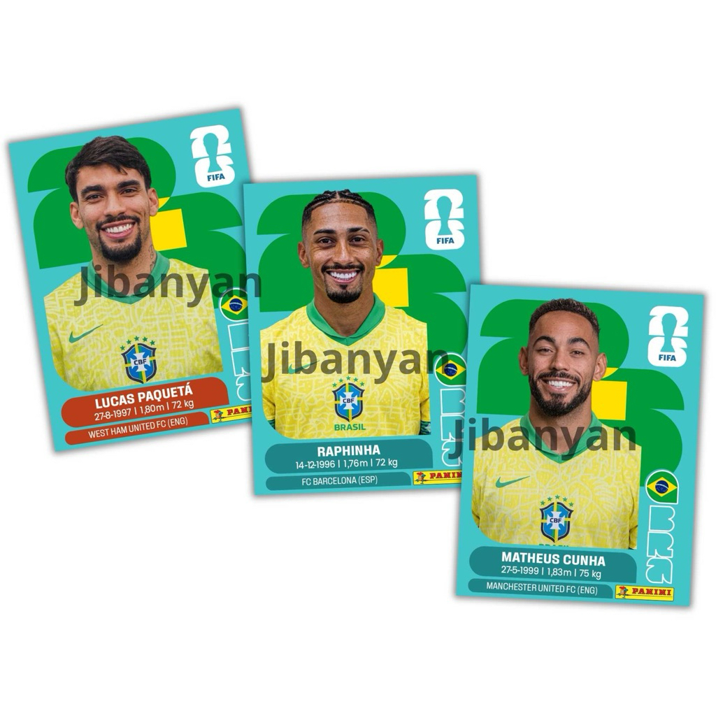 Thẻ cầu thủ bóng đá Brasil World Cup 2026
