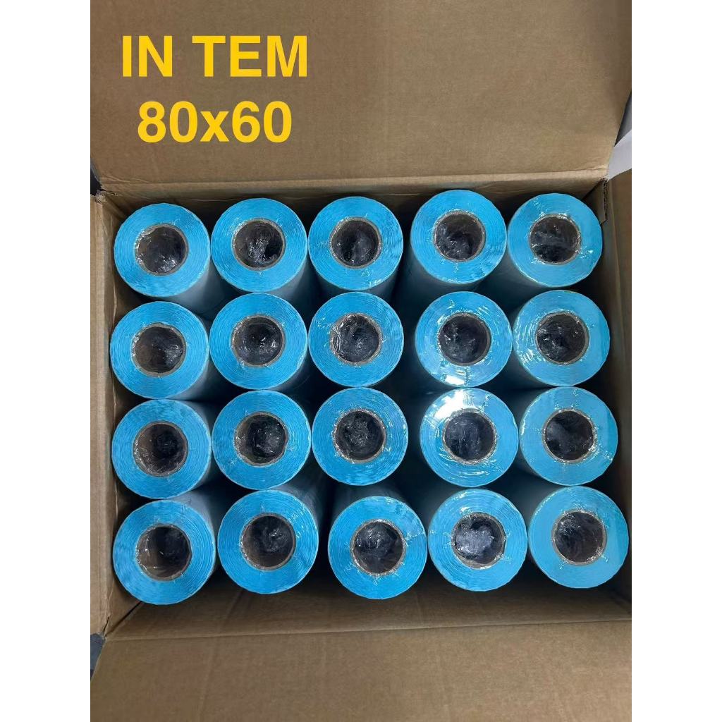 Giấy nhiệt 3 lớp 80x60mm chống nước, chống dầu, chống cồn, chống ma sát, lưu chữ lâu, in rõ nét, không phai màu.