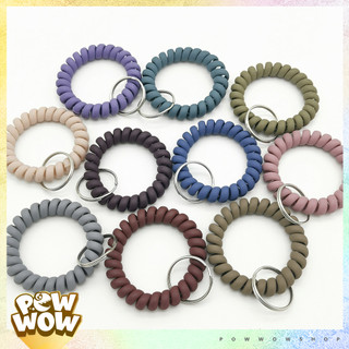 Vòng Dây Lò Xo Móc Khoá Cổ Tay Nhựa Nhám Mờ Nhiều Màu Phong Cách Đơn Giản Tinh Tế Pastel Dùng Gắn Chìa Khoá Bảng Tên
