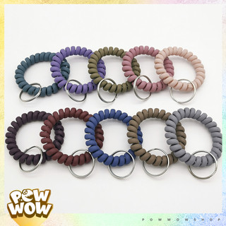 Vòng Dây Lò Xo Móc Khoá Cổ Tay Nhựa Nhám Mờ Nhiều Màu Phong Cách Đơn Giản Tinh Tế Pastel Dùng Gắn Chìa Khoá Bảng Tên