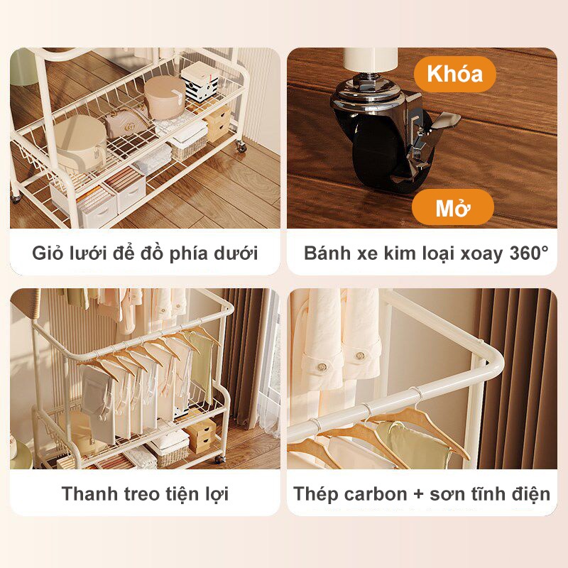 𝐎𝐥𝐢𝐟𝐞 Giá Treo Tiện Ích Đồ Đa Năng Giá Treo Quần Áo 2 Tầng Kệ Treo Quần Áo 3 Trong 1 Vừa Để Giày Dép Kèm Móc Treo
