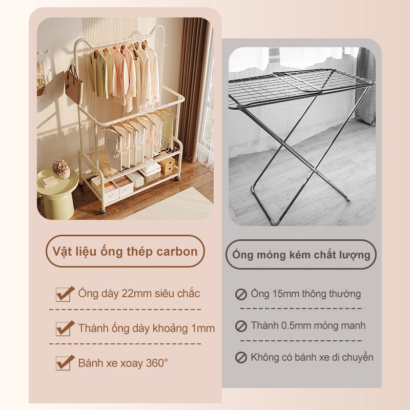 𝐎𝐥𝐢𝐟𝐞 Giá Treo Tiện Ích Đồ Đa Năng Giá Treo Quần Áo 2 Tầng Kệ Treo Quần Áo 3 Trong 1 Vừa Để Giày Dép Kèm Móc Treo