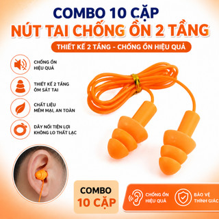 [Combo 10 Cặp] Nút tai chống ồn 2 tầng, nút chống ồn thiết kế 2 tầng chống được ồn to