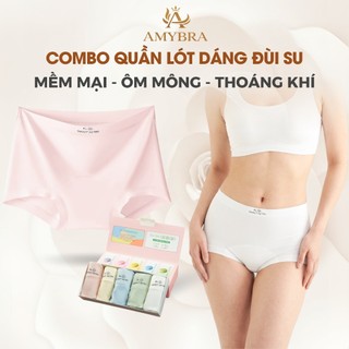 Hộp 5 Quần Boxer Nữ Chất Su Mềm Mịn Không Lộ Viền - Quần Bảo Hộ Dáng Đùi Cạp Cao Ôm Dáng AMYBRA L5422