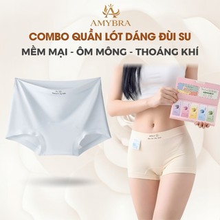 Hộp 5 Quần  Boxer Nữ Chất Su Cao Cấp Thoáng Mát, Quần Bảo Hộ Dạng Đùi Cạp Cao ôm Dáng Không Lộ Viền AMYBRA