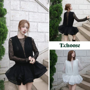 Váy lưới ren dáng xòe bồng 7183 TCHOOSE