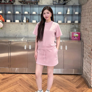 Set chân váy Nữ GUNO tay raglan logo thêu Nơ Cao cấp thời trang vải Modal Cool mềm mát 26VG43