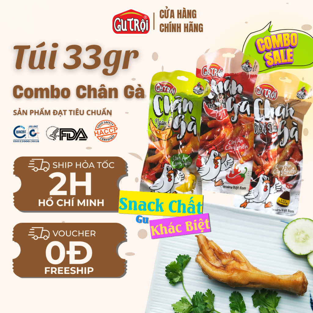 Chân Gà Ăn Liền Gu Trội 33gr – Đồ Ăn Vặt Chân Gà Ngâm Đậm Vị Giòn Sựt Đã Miệng