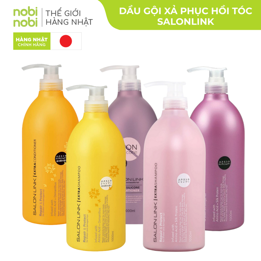 Dầu gội xả Nhật Salon Link phục hồi hư tổn, dưỡng mềm mượt tóc 1000ml