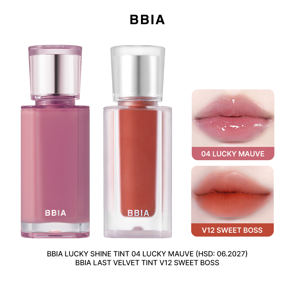 COMBO Son BBIA Bóng Lì: 01 Son tint bóng BBIA Lucky Shine Tint + 01 Son kem nhung thuần chay BBIA Last Velvet Tint