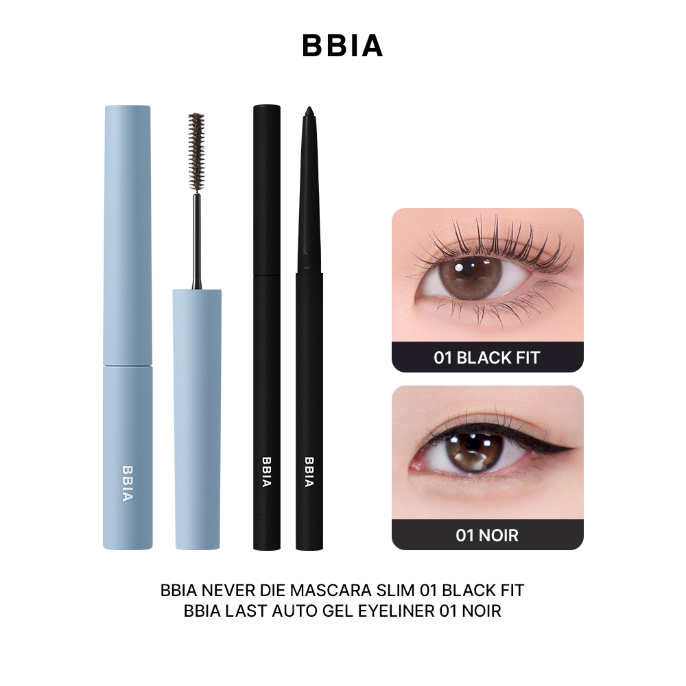 COMBO Mắt Sắc Nét: 01 Mascara tơi mi, không lem BBIA Never Die Slim + 1 Kẻ mắt chống nước BBIA Last Auto Gel Eyeliner