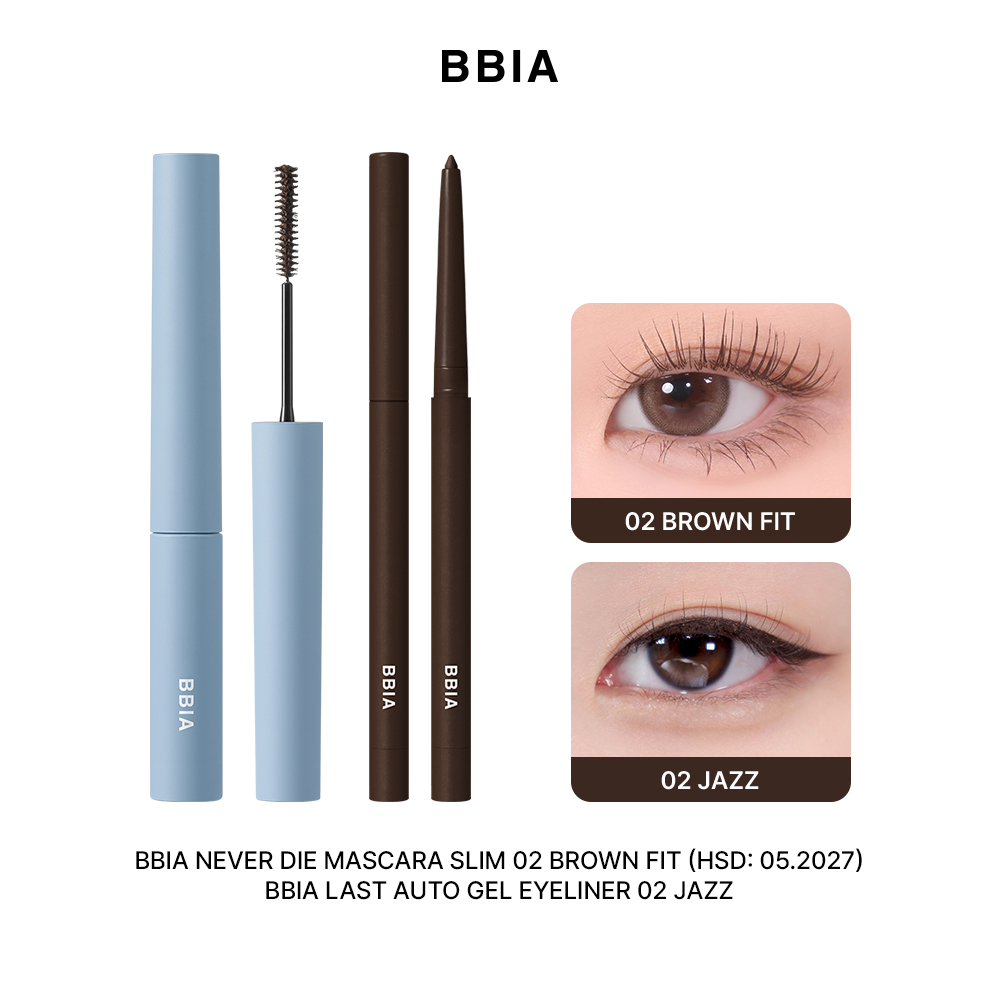 COMBO Mắt Sắc Nét: 01 Mascara tơi mi, không lem BBIA Never Die Slim + 1 Kẻ mắt chống nước BBIA Last Auto Gel Eyeliner
