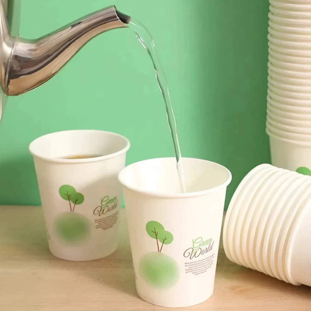 [Đơn 85k Nhận Quà] Set 50 cốc giấy dùng 1 lần hình gấu trúc chịu nhiệt, Ly giấy tự phân hủy 235ml thân thiện môi trường