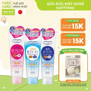Sữa Rửa Mặt Kose Softymo Lành Sạch, Cấp Ẩm và Dưỡng Trắng Cho Da