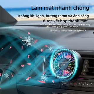 SEAMETAL Quạt Gió Ô Tô Mini USB Siêu Mát Tích Hợp Hương Thơm & Đèn RGB 360° Xoay Không Ồn Quạt Ô Tô 3 Trong 1