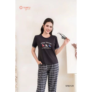 SFB3129 Set đồ nữ áo cotton cộc tay quần lửng kate