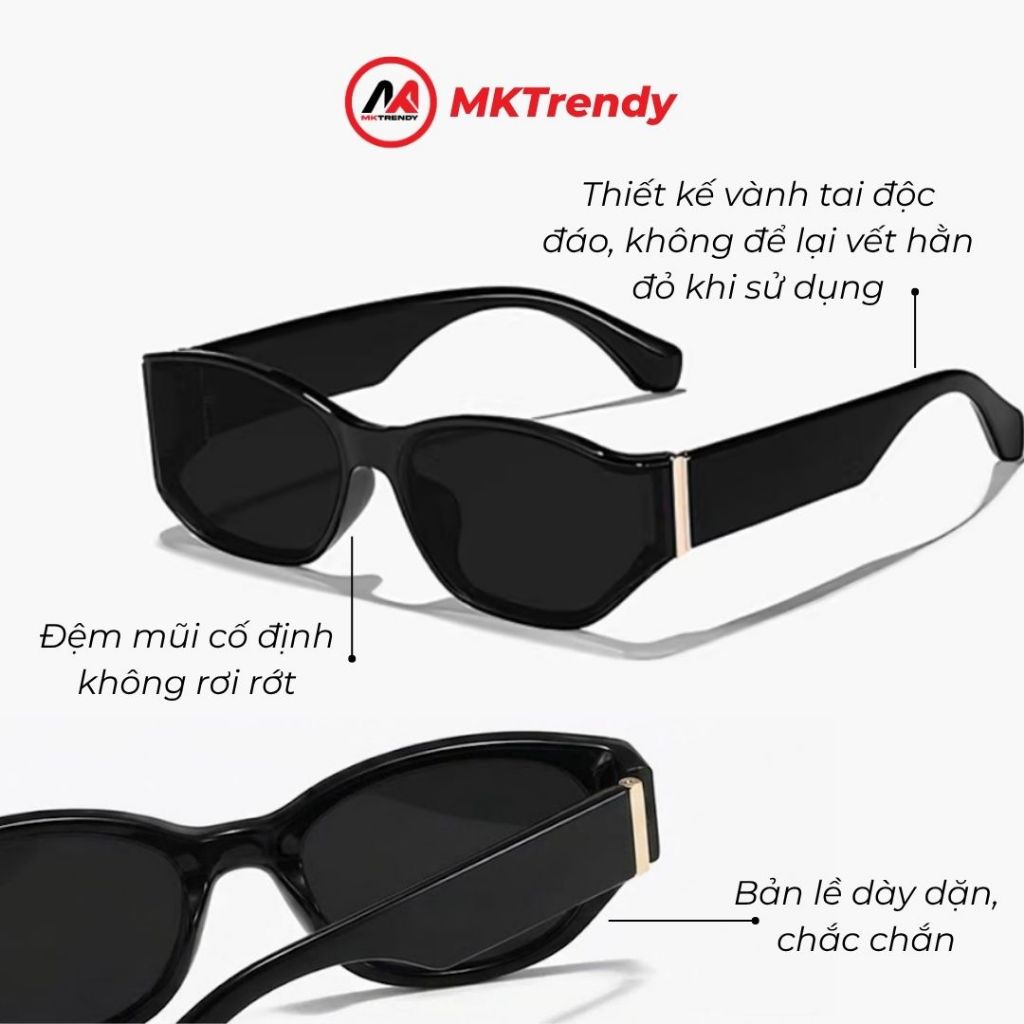 Kính râm mắt mèo MKTRENDY gọng cong thiết kế cao cấp thời trang nam nữ kính mát chống tia UV phong cách T16