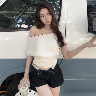(HAVANA) Quần short nữ jeans basic xanh đậm #8097 QJ404
