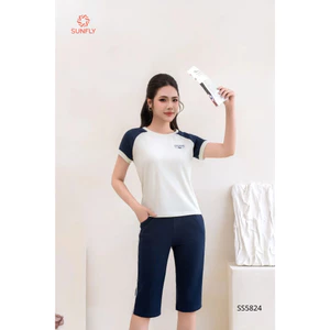 SS5824 Bộ thể thao nữ cotton compact áo cộc quần ngố