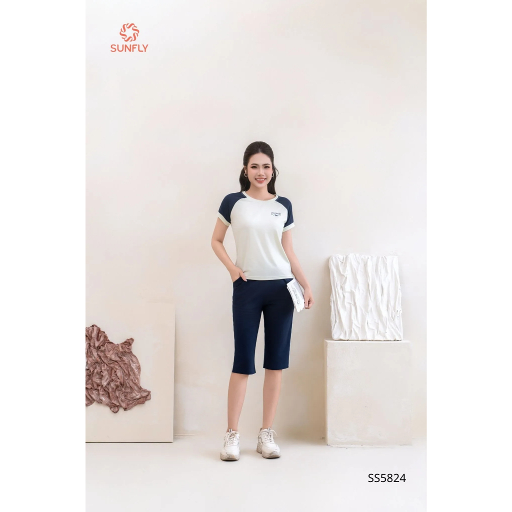 SS5824 Bộ thể thao nữ cotton compact áo cộc quần ngố