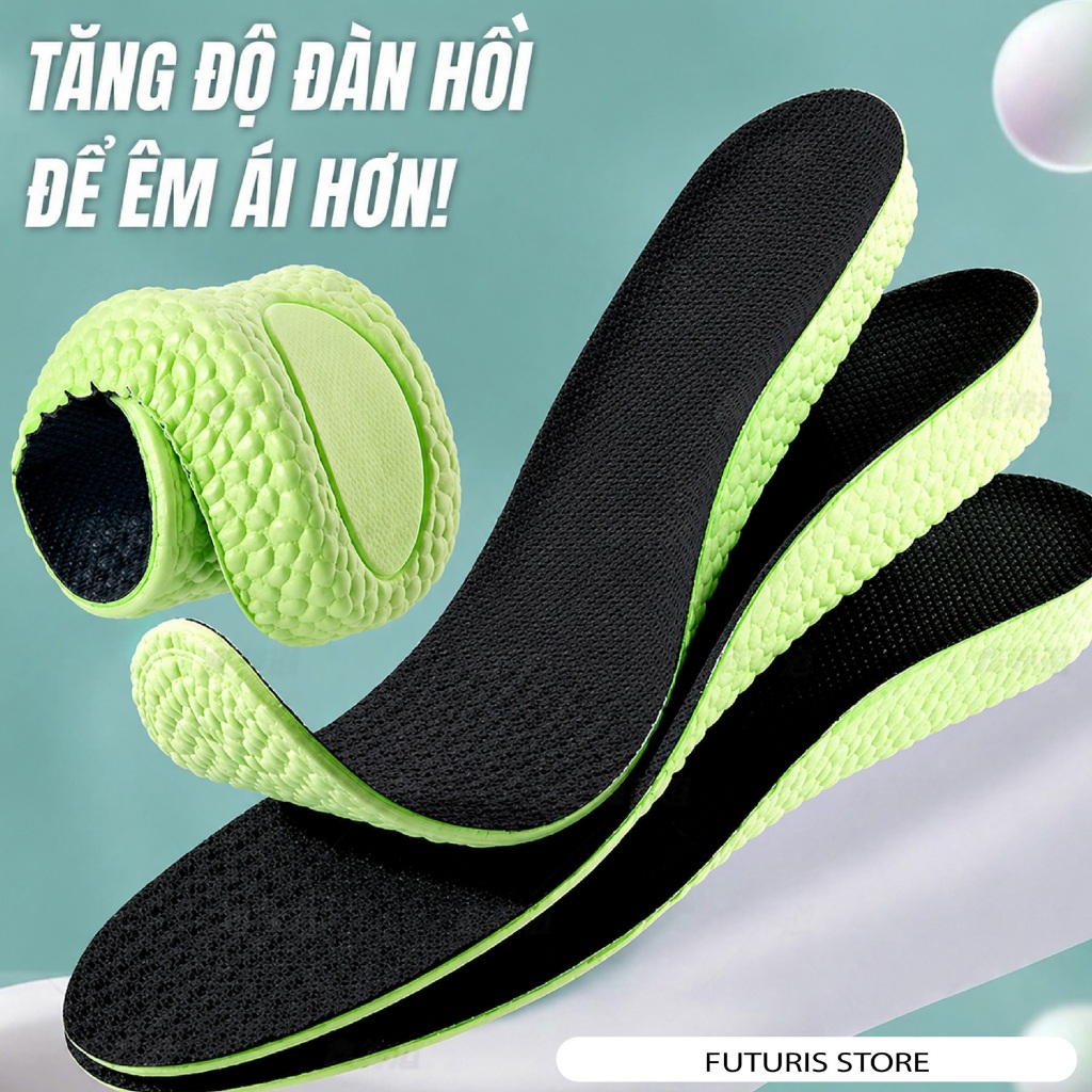Lót Giày Tăng Chiều Cao 2.5 cm - 3.5 cm Tự Nhiên– Đệm Khí Êm Chân, Thoáng Khí, Nâng Gót Tự Nhiên Cho Nam Nữ - Khử Mùi
