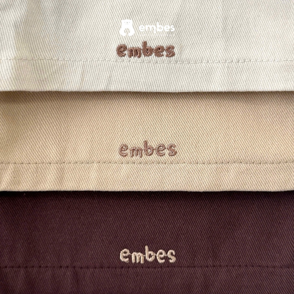 Yếm Quần Cho Bé Embes, Yếm Kaki Phối Túi Thêu Hình Chất Kaki Mềm Cho Bé Trai Bé Gái Size Từ 8-17Kg