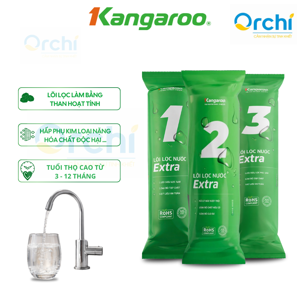 Bộ Lõi Lọc Nước Số 1 2 3 Kangaroo Extra Chính Hãng Cho Máy Lọc Nước Loại Bỏ Cặn Bẩn Tạp Chất Bùn Đất Hiệu Quả