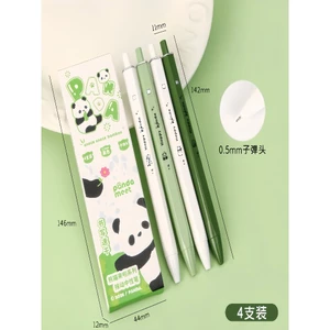 Combo 4 Bút Gel Gấu Trúc Dễ Thương, Bút Bi Bấm Ngòi 0.5mm Đầu Viên, Mực Đen Khô Nhanh Dành Cho Học Sinh Văn Phòng