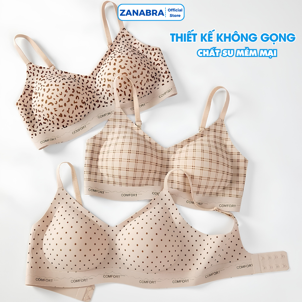 [ Mẫu Mới ] Áo Ngực Nữ Không Gọng Đúc Su Thoáng Khí, Áo Lót Nữ Mút Mỏng In Hoạ Tiết Cá Tính ZANABRA A3854