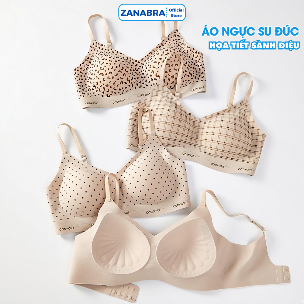 [ Mẫu Mới ] Áo Ngực Nữ Không Gọng Đúc Su Thoáng Khí, Áo Lót Nữ Mút Mỏng In Hoạ Tiết Cá Tính ZANABRA A3854
