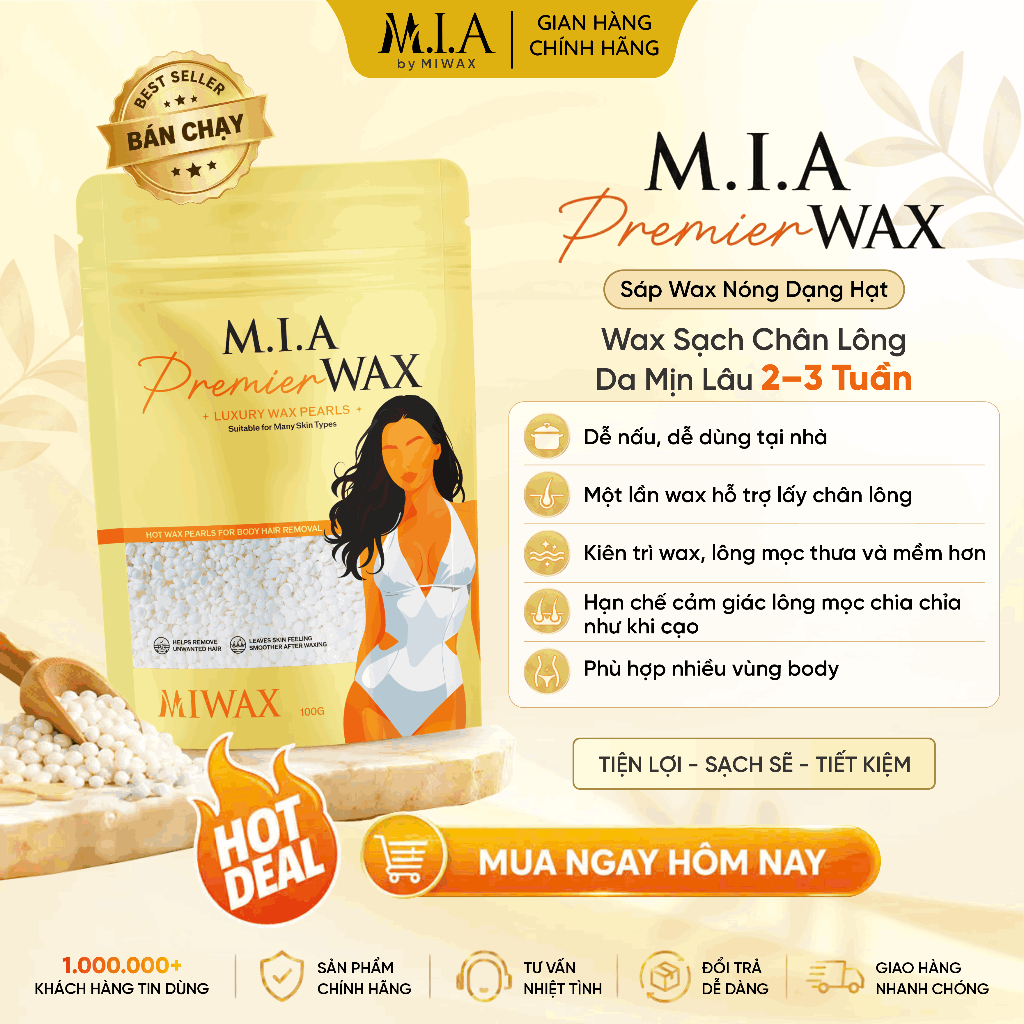 Sáp Wax Lông Nóng M.I.A WAXING by MIWAX - Wax Lông Nách, Wax Tay Chân, Wax Bikini, Sáp Wax Toàn Thân