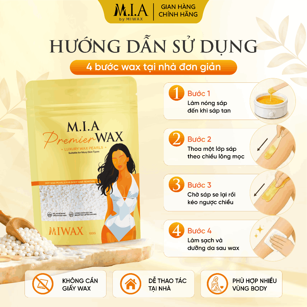 Sáp Wax Lông Nóng M.I.A WAXING by MIWAX - Wax Lông Nách, Wax Tay Chân, Wax Bikini, Sáp Wax Toàn Thân