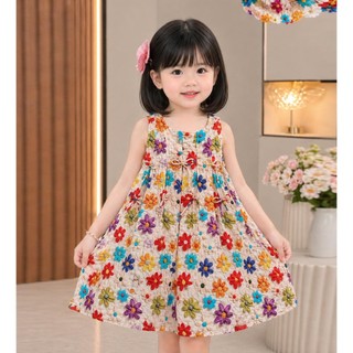 Váy Hoa Bé Gái Mùa Hè Chất Vải Mát Mặc Thoải Mái, Đầm Bé Gái In Hoa Mặc Nhà Đi Chơi, Đi Biển VB01 - BEEKIDS