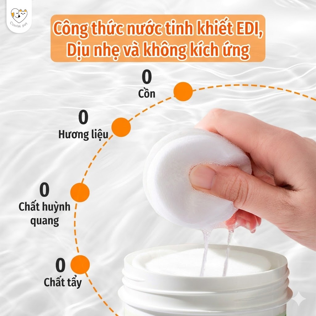 Cassiel Pet Khăn Uớt Chuyên Dụng Dể Làm Sạch Mắt Ráy Tai Và Vết ố Nước Mắt Cho Chó Mèo An Toàn Và Không Gây Kích Ung