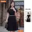 Đầm thiết kế BEMINE cổ sơ mi phối khóa kéo trước đính đá dáng chữ A phù hợp đi làm-B473